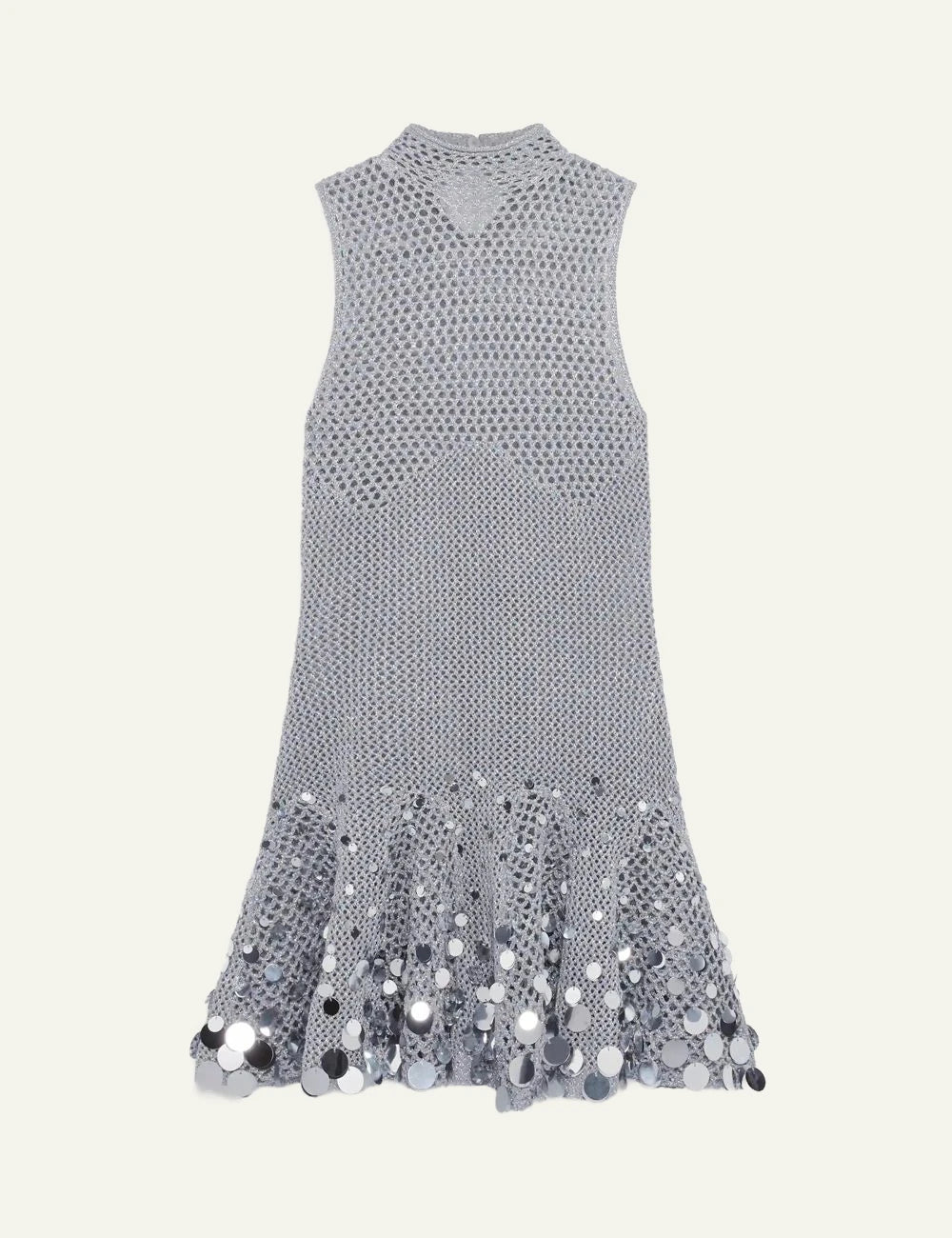 CASABLANCA CROCHET MIRROR MINI DRESS SILVER  Simple Caracters