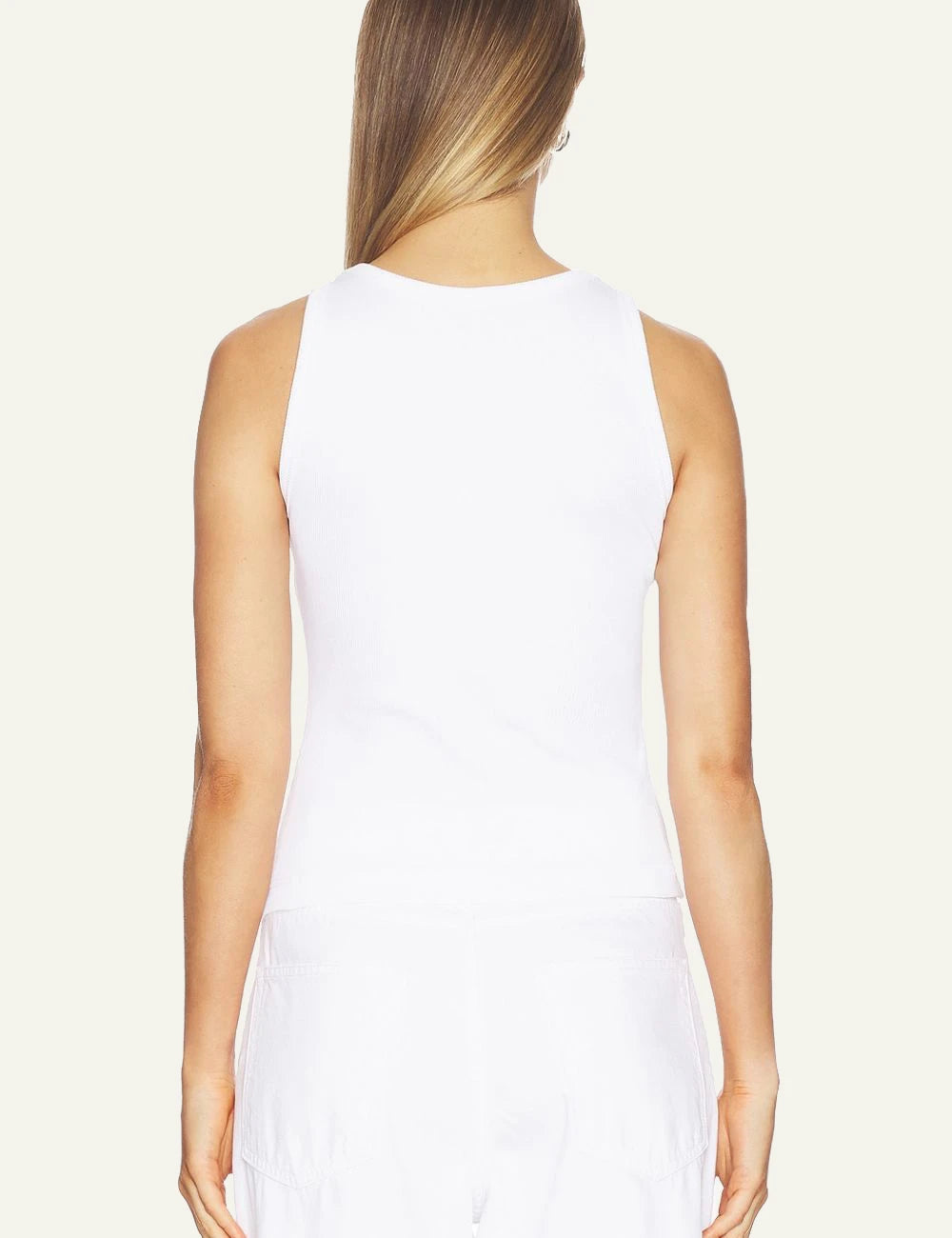 Casablanca White Logo Tank Top Styled Look Back Model View