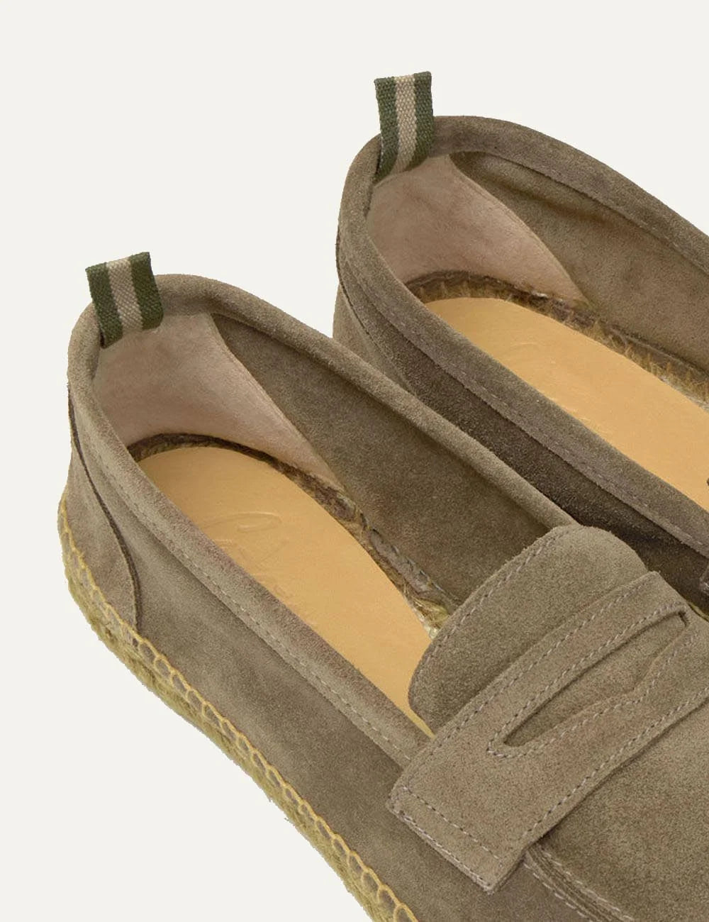 Castaner suede espadrilles taupe jute sole back view
