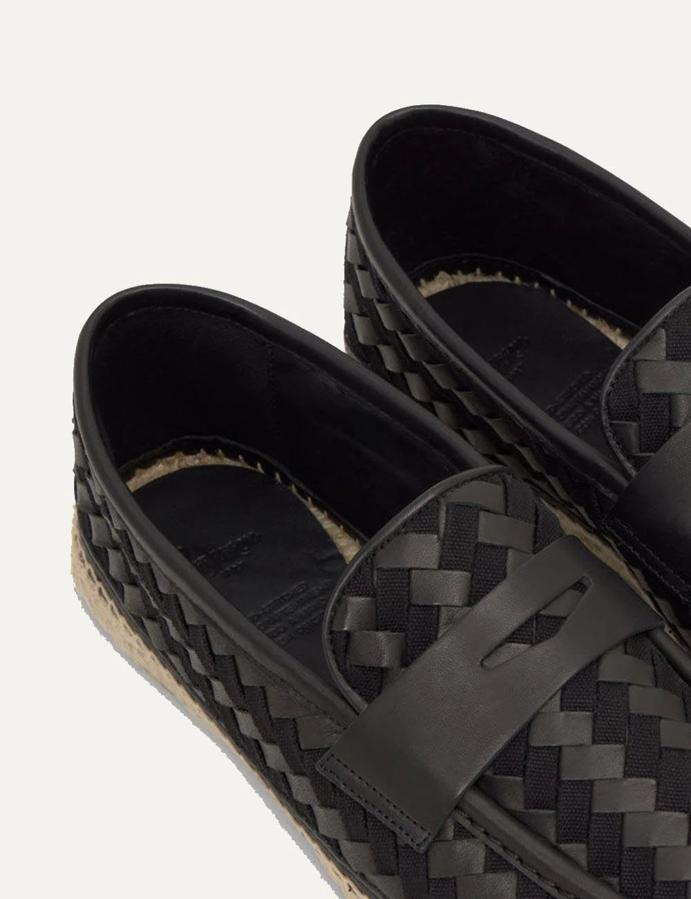 Castaner woven leather espadrilles black jute sole back view