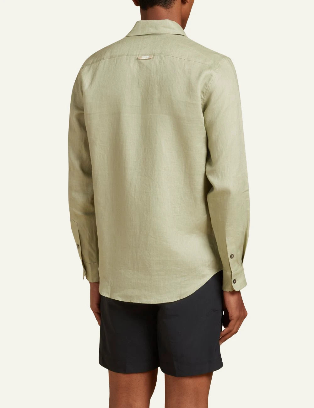 Che sage linen shirt slim fit long sleeve back