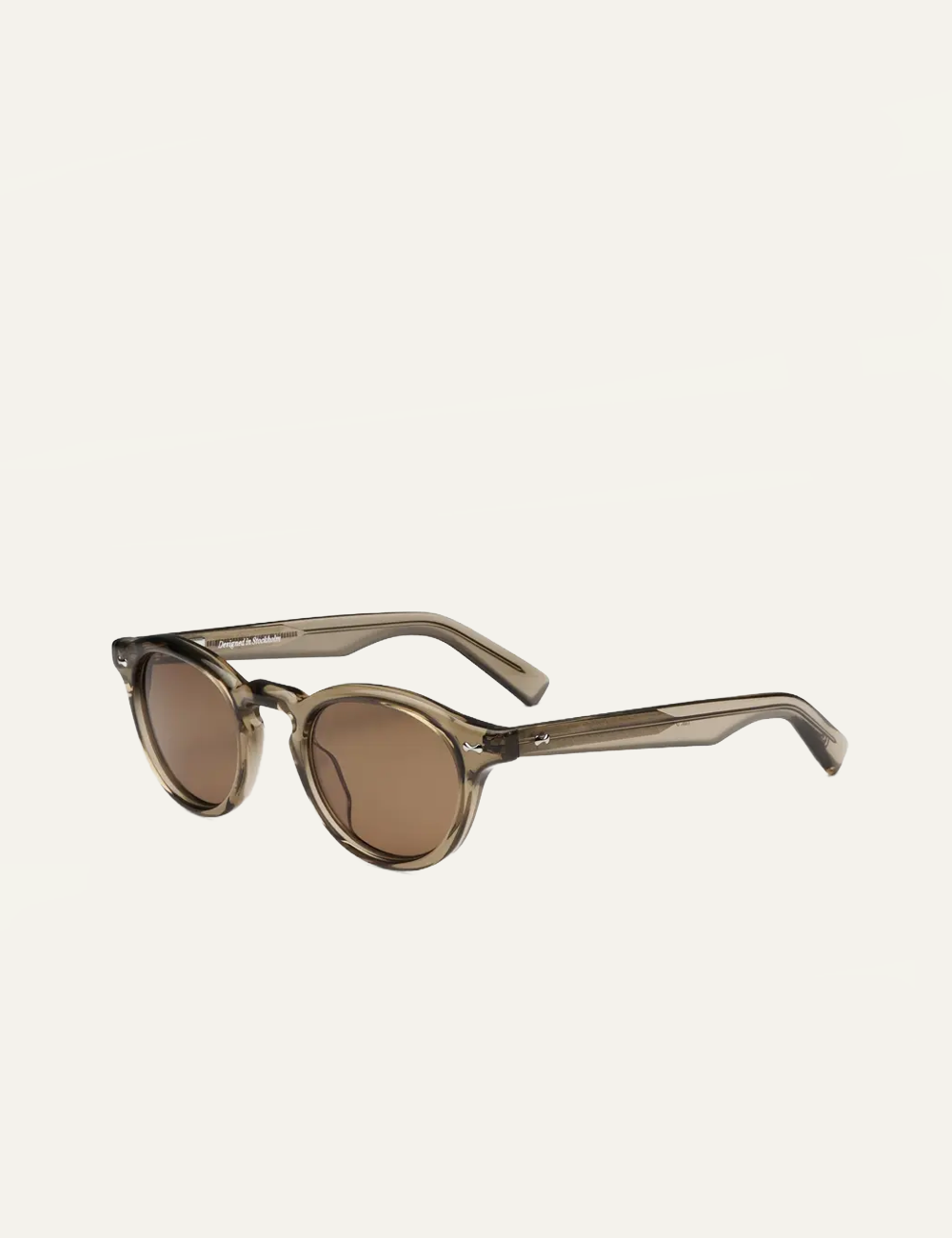 Chimi Round Sunglasses Light Taupe Brown Lens side View