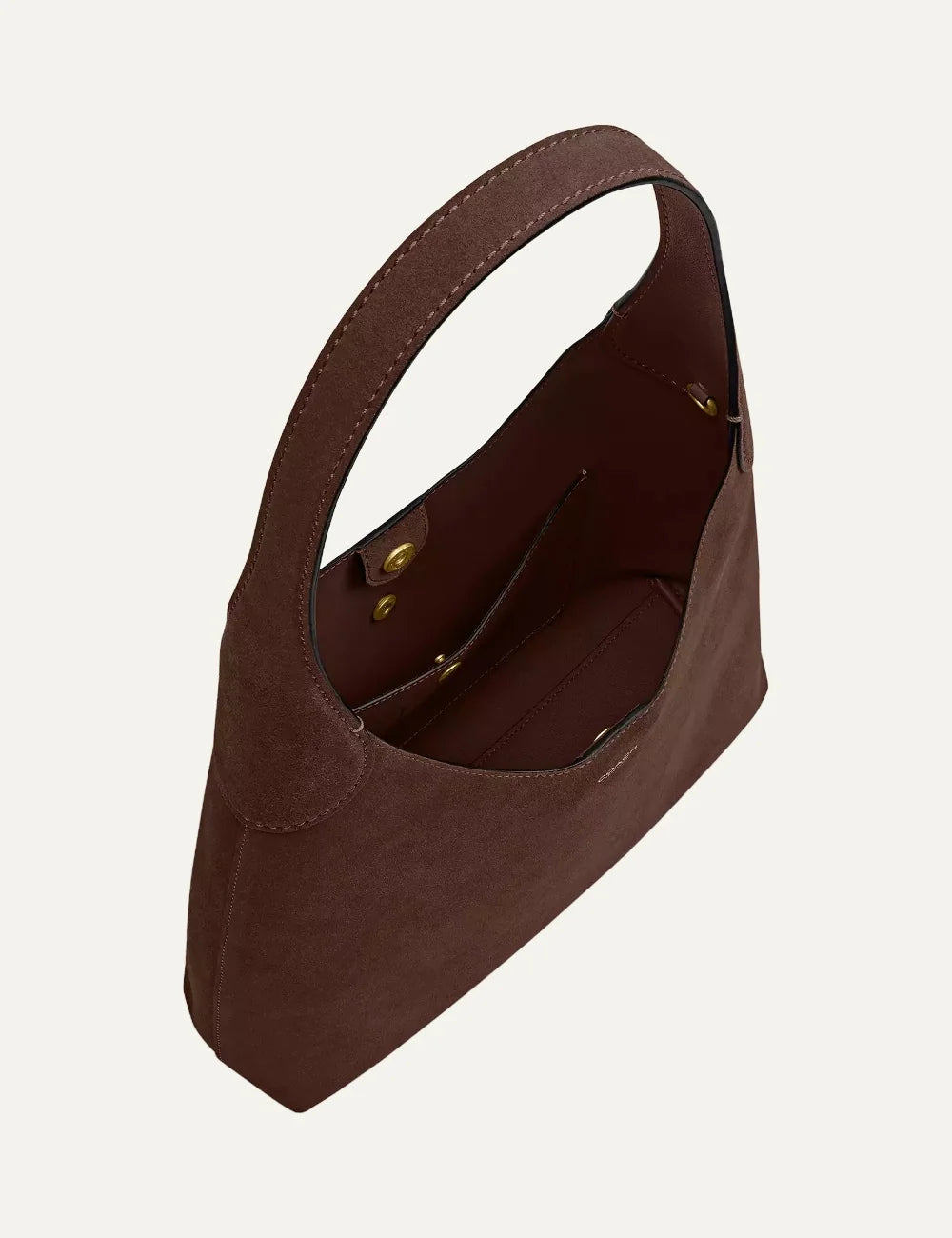 Coach women brown suede hobo shoulder bag with wide strap top
