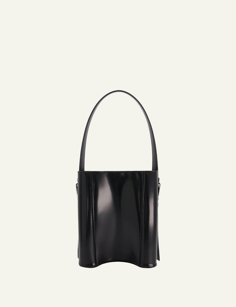 Coperni Black Patent Leather Bucket Bag With Strap back View