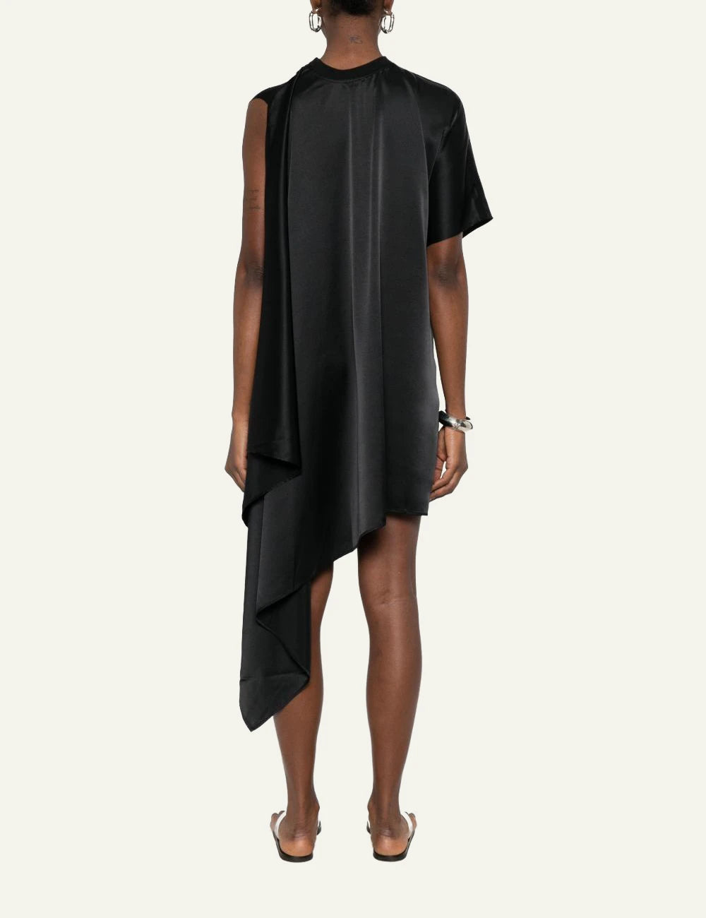 Coperni COPR304F3062 draped dress black asymmetric back view