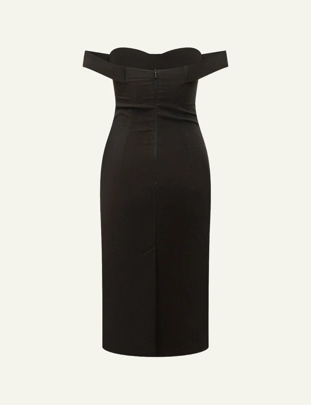 Des Phemmes bustier dress black off shoulder me embellishments midi back view