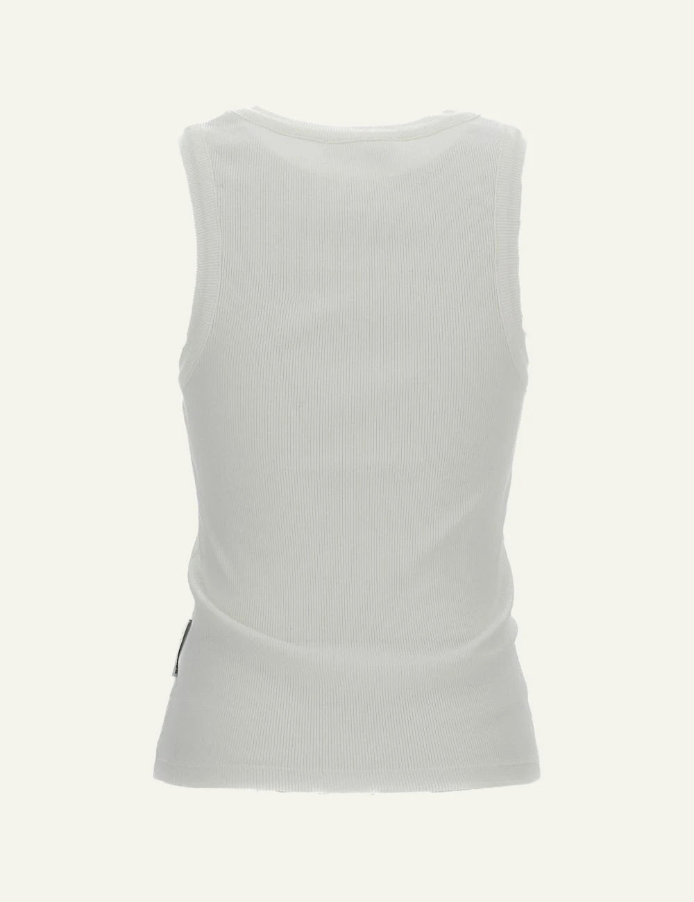 Des Phemmes classic tank top off white rib me crystal embellishments back view