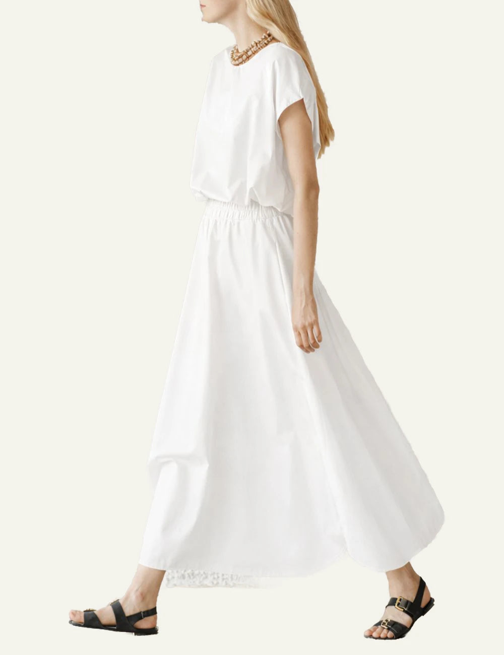 Devotion Twins crop top cotton poplin off white sleeveless side view