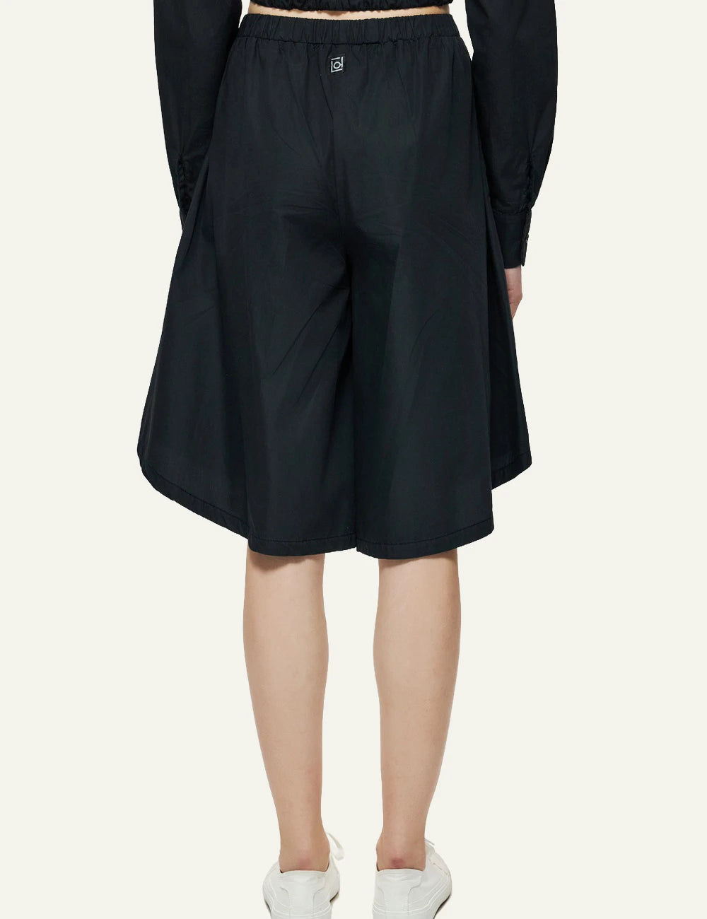 dirty laundry long bermuda black flowy wide leg elastic waist back model view