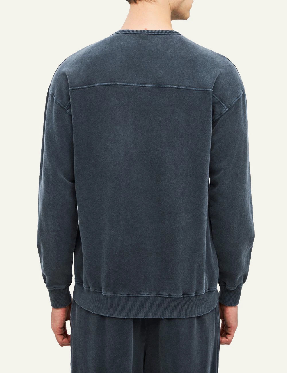 Men's Dirty Laundry dark blue cotton crewneck sweatshirt with faded finish back