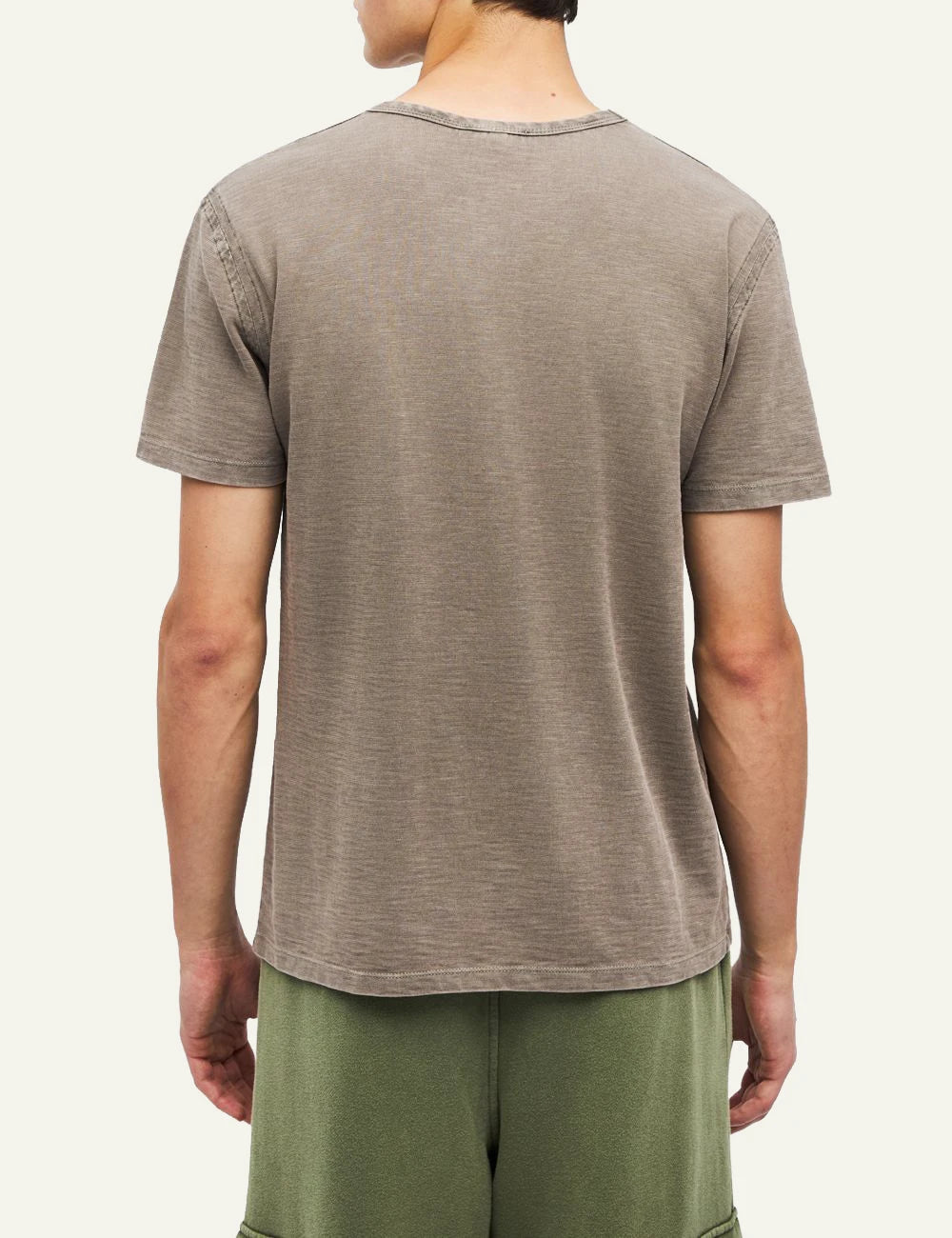 Men's Dirty Laundry taupe slub cotton T-shirt with regular fit and crew neck back
