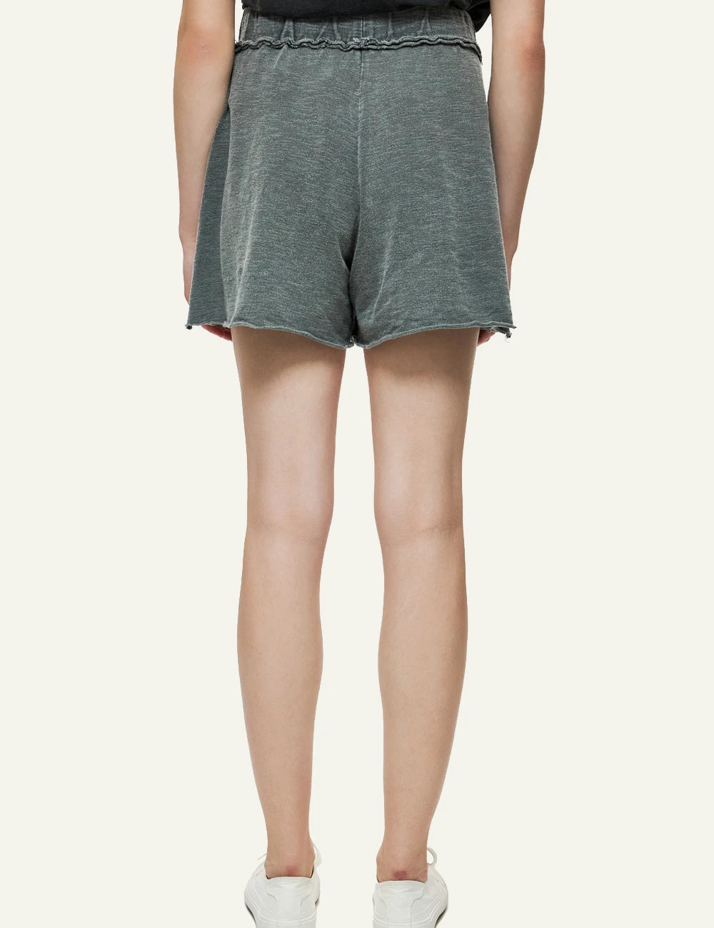dirty laundry raw cut sweat bermuda grey cotton drawstring back model view