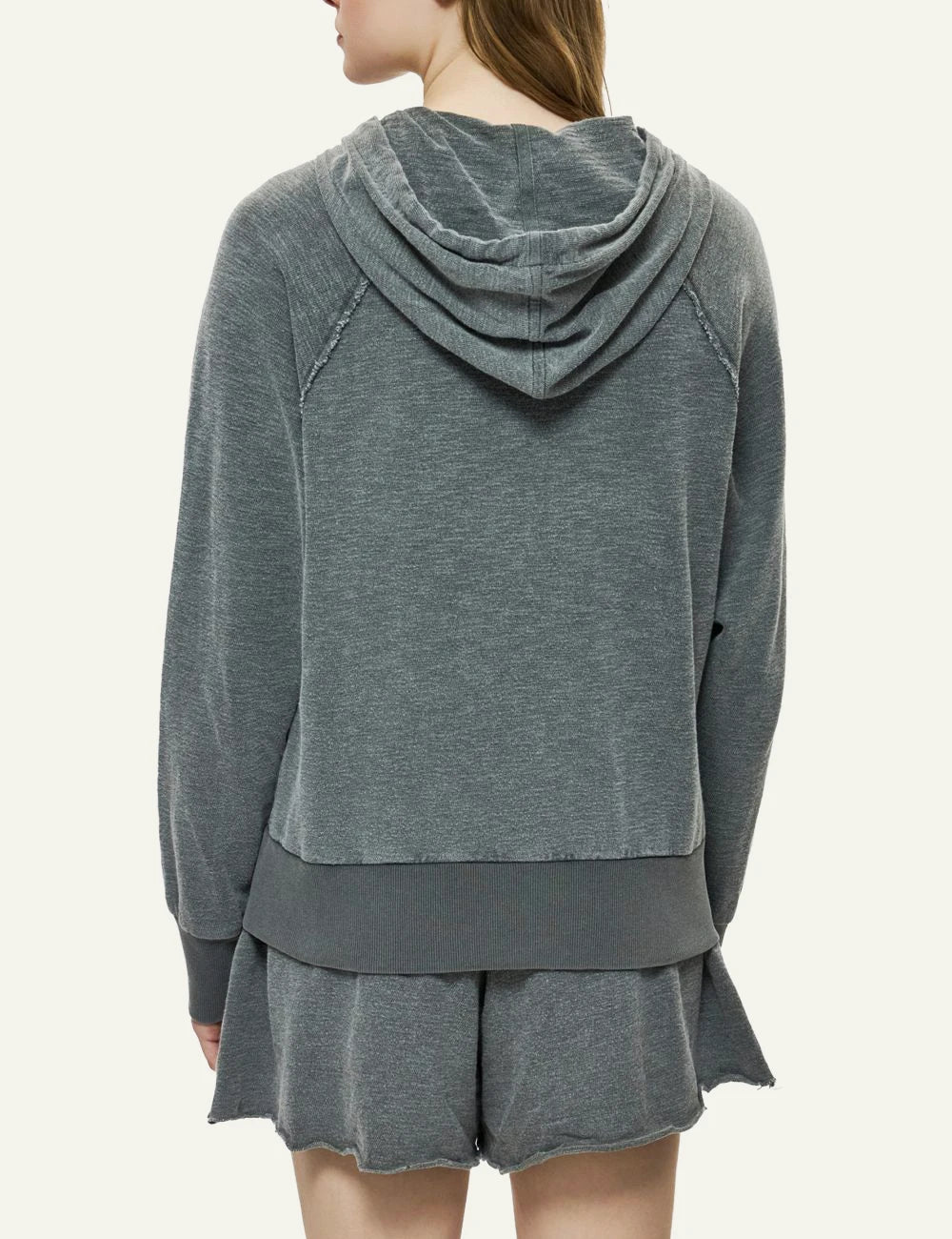 Dirty Laundry regular raglan fullzip hoodie vintage grey back look