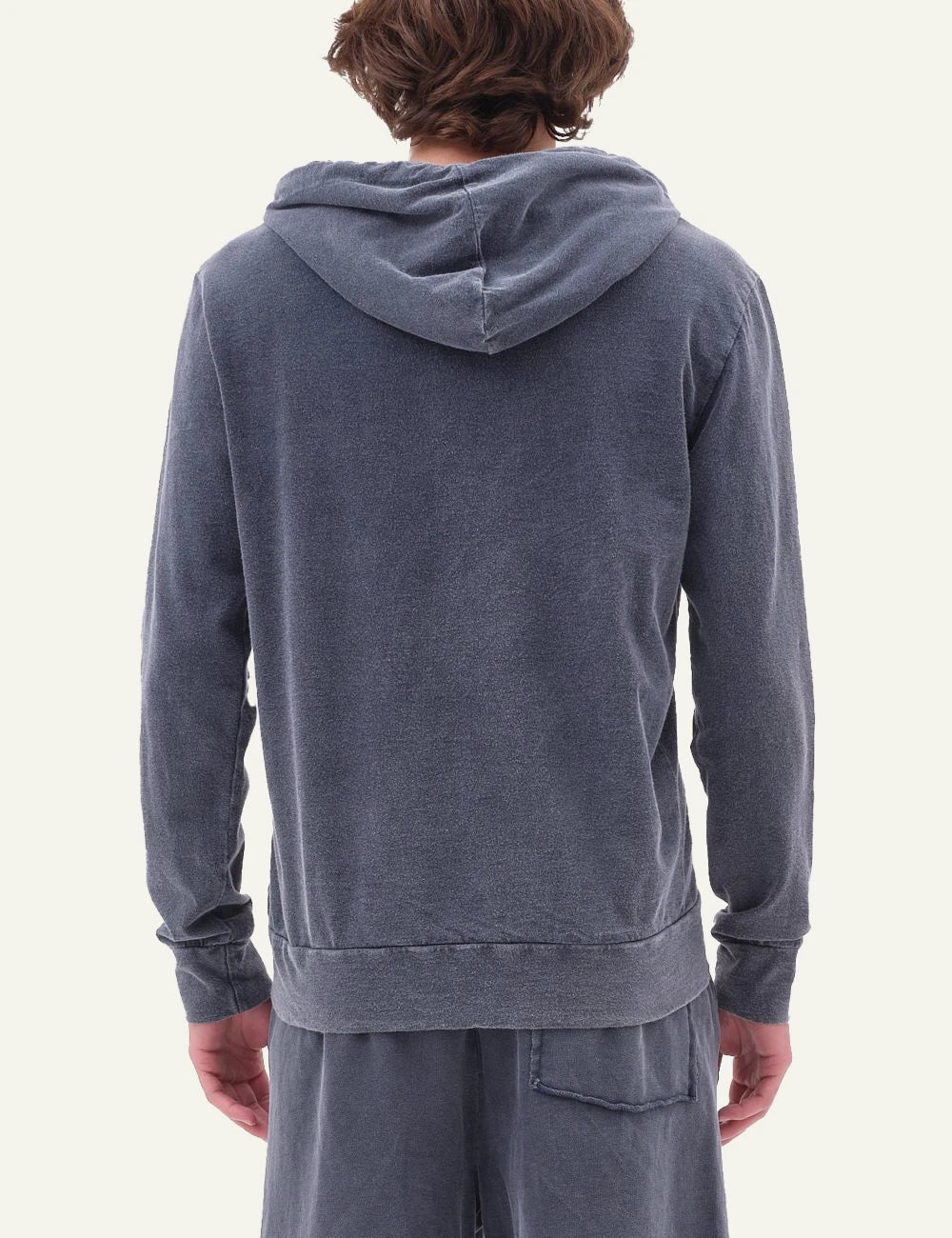 Dirty Laundry zip hoodie slub cotton dark grey back model view