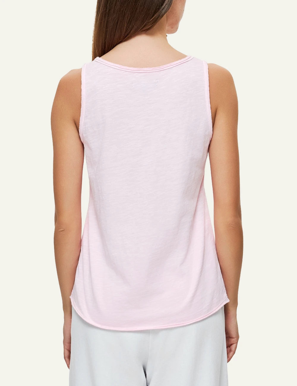 dirty laundry tank top pink slub cotton v neck back model view