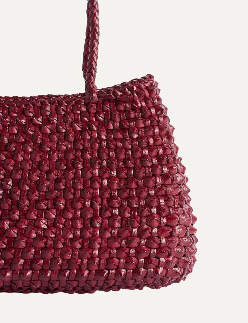 Dragon Diffusion women S.Croce Cactus bordo handwoven buffalo leather shoulder bag half close up view