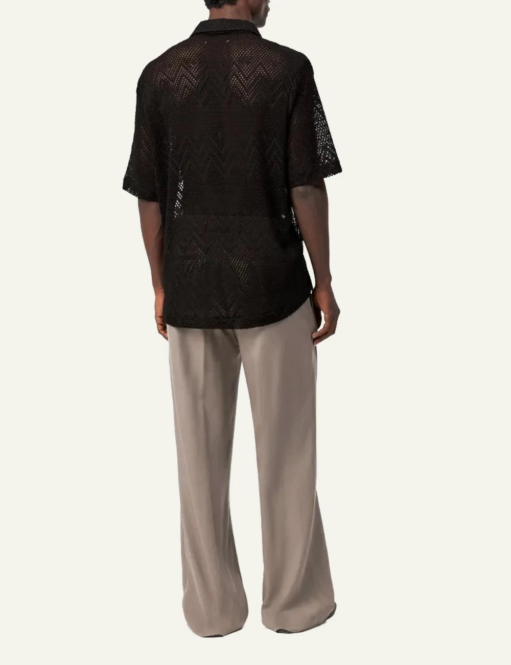 Drykorn Bijan 2 shirt black crochet short sleeve back view