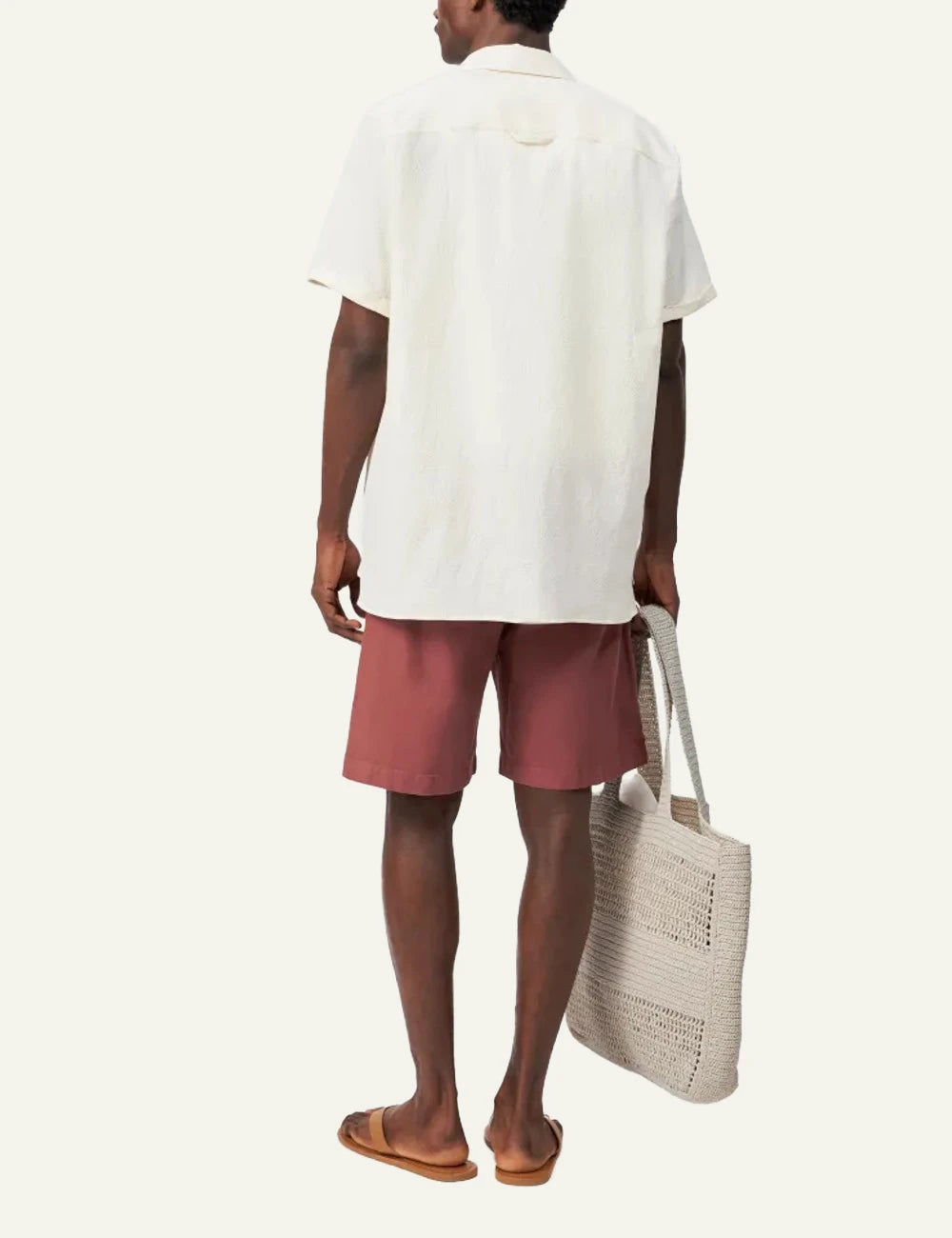 Drykorn Bijan 2 shirt cream jacquard short sleeve back view