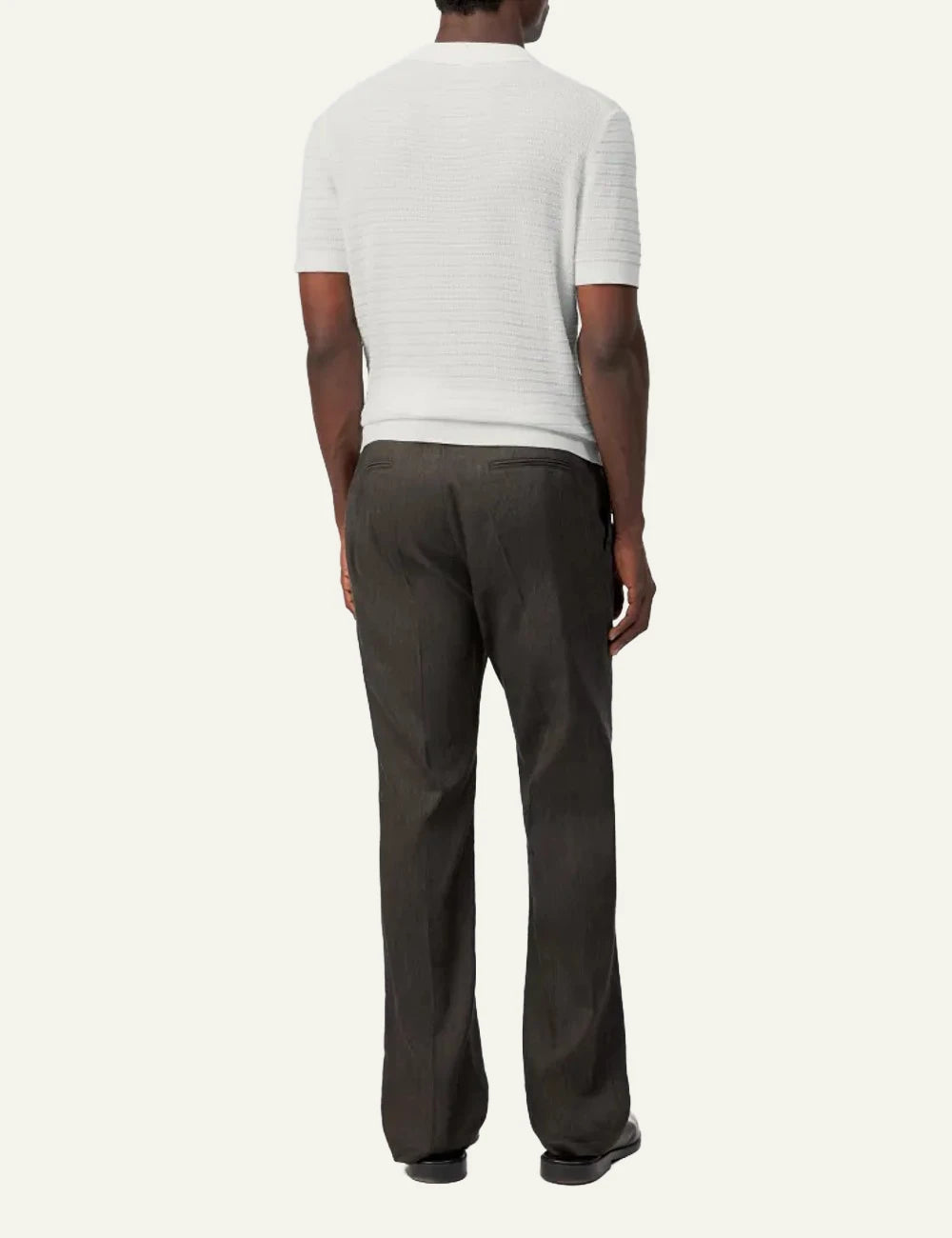 Drykorn BRAIAN knit polo shirt white short sleeve V-neck textured regular fit back view