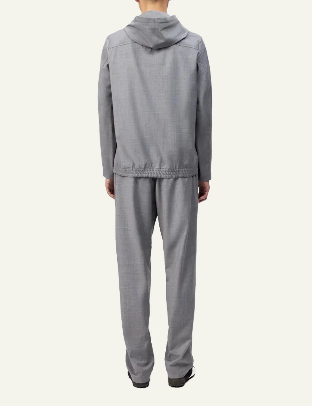 Drykorn JENON hoodie jacket grey zip regular fit hooded wool blend back view