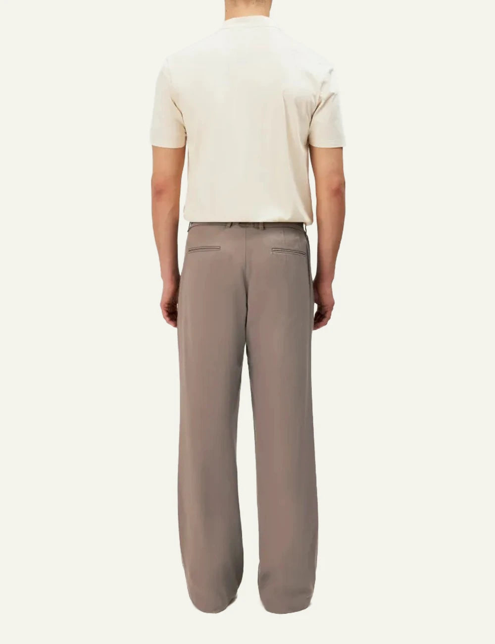 Drykorn Louis t-shirt cream stand collar short sleeve back view