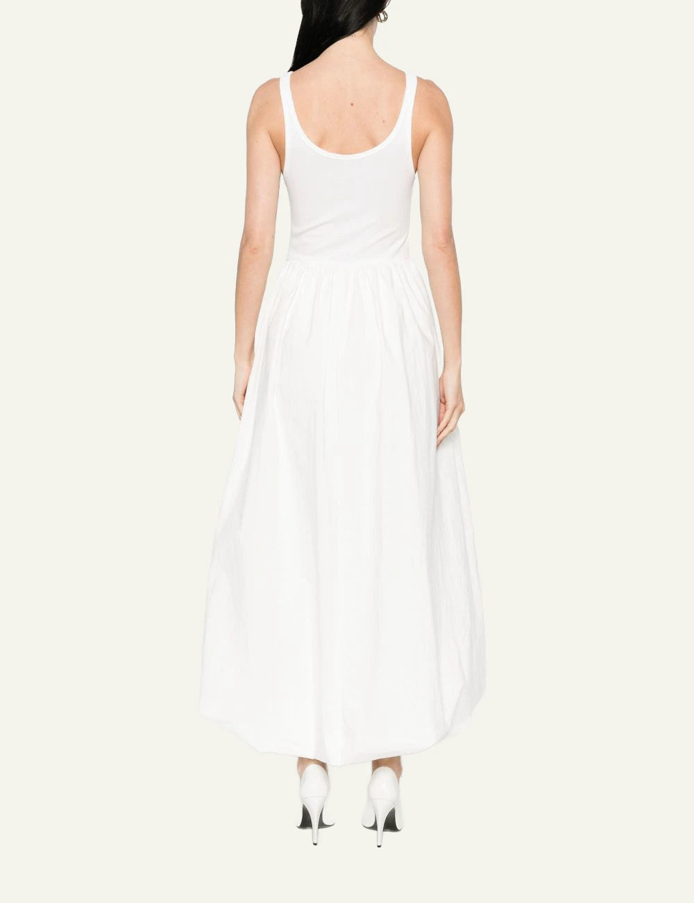 Eleh white sleeveless dress scoop neck full skirt back view