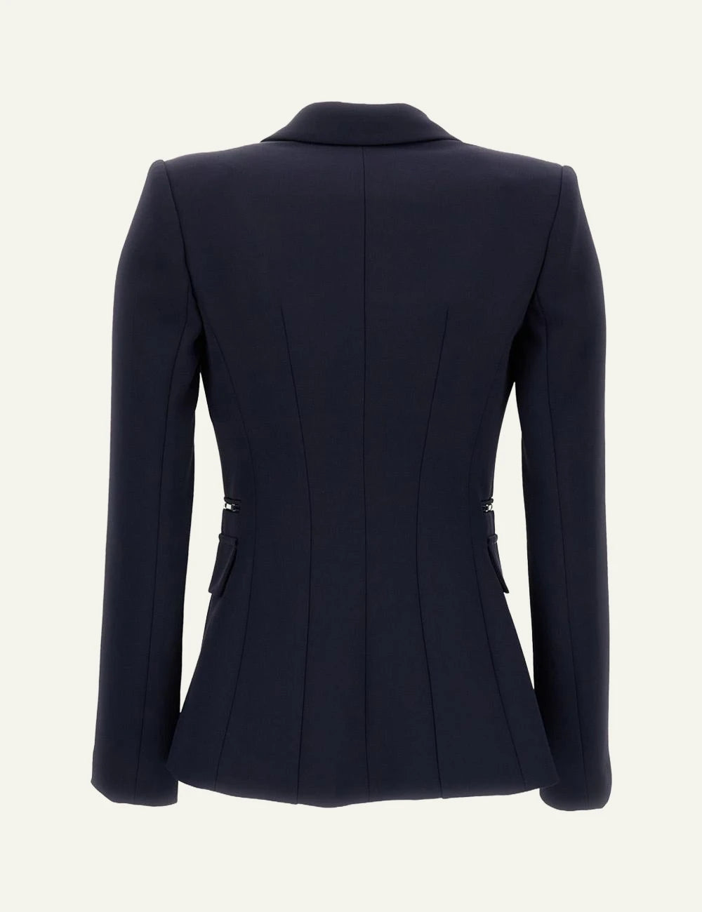 Elisabetta Franchi navy slim fit single-breasted blazer back view