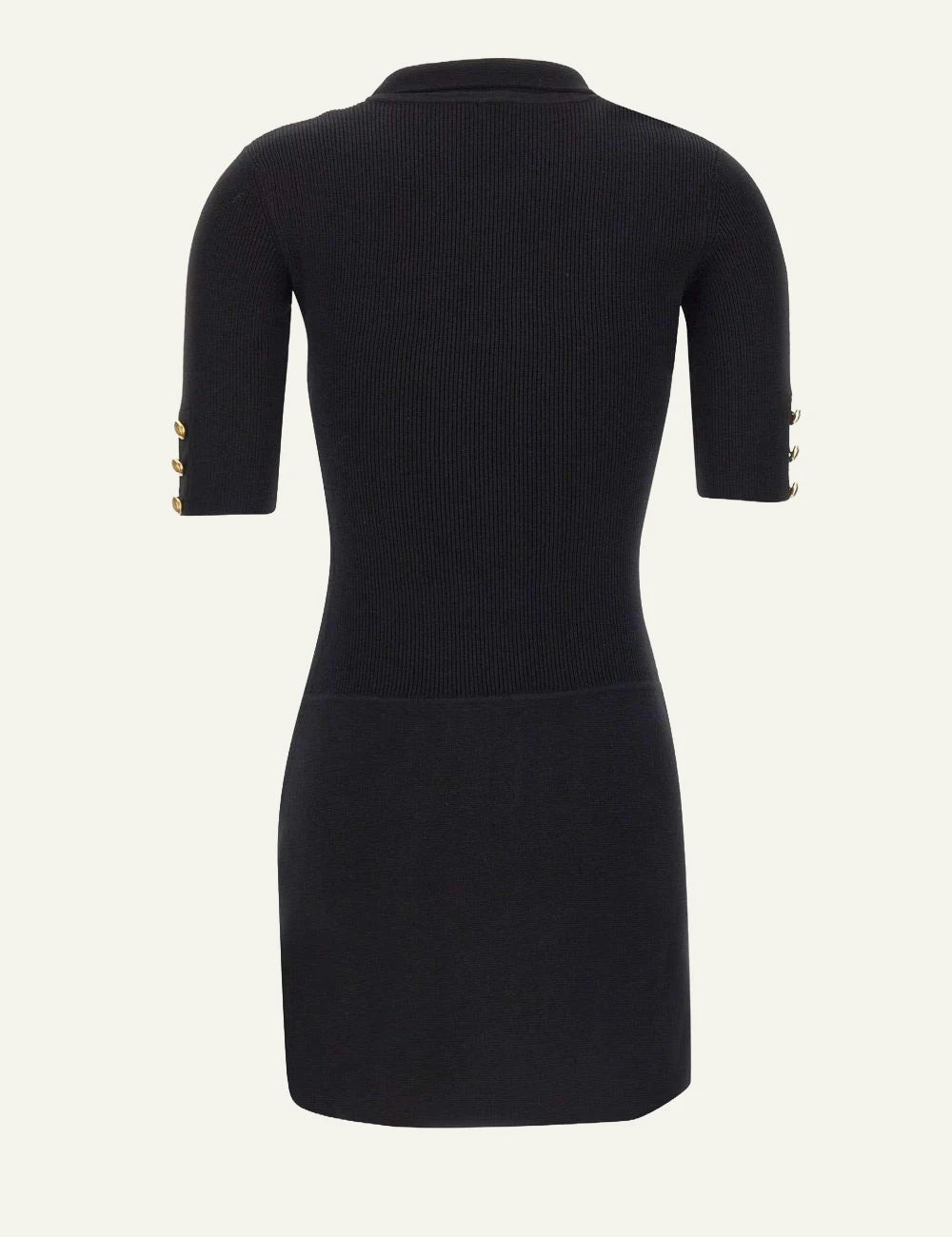 Elisabetta Franchi black ribbed knit mini dress with scarf back