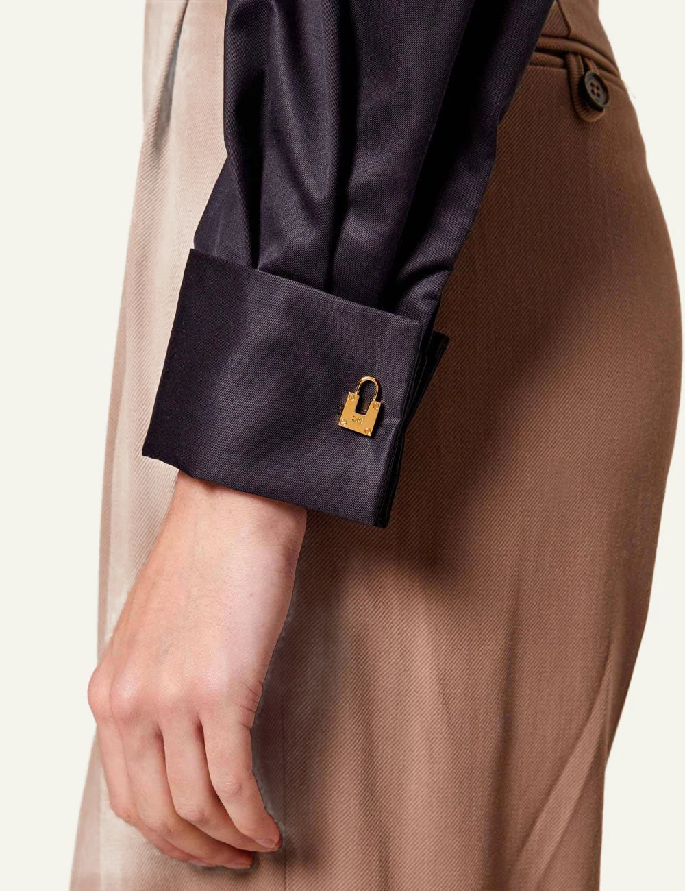 Elisabetta Franchi corset zip shirt black cuff logo detail