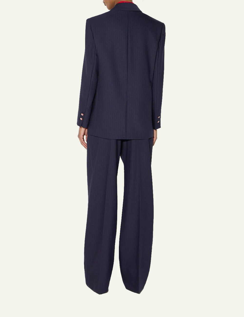 Women's Elisabetta Franchi dark blue pinstripe wool oversized blazer with logo buttons back