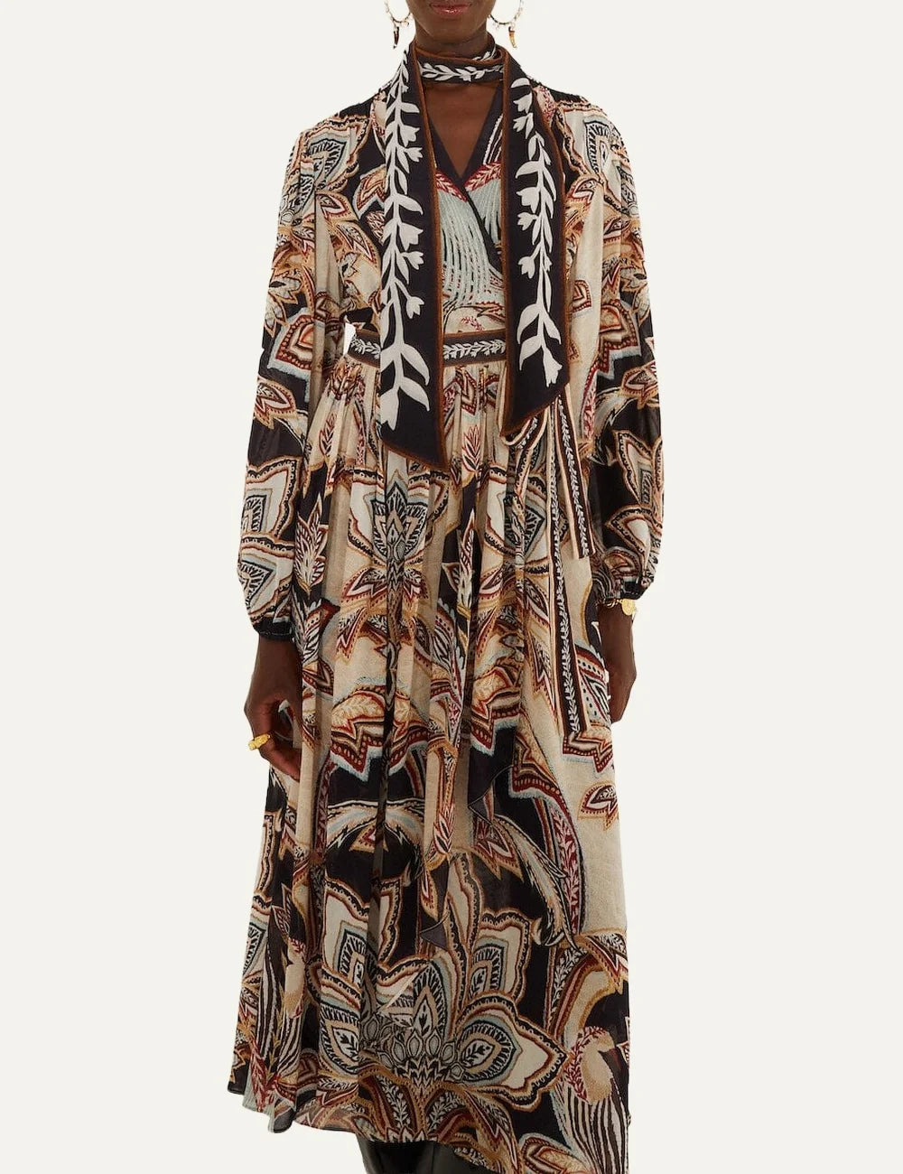 Farm Rio Women’s Multicolour Tapestry-Print Midi Dress close up view