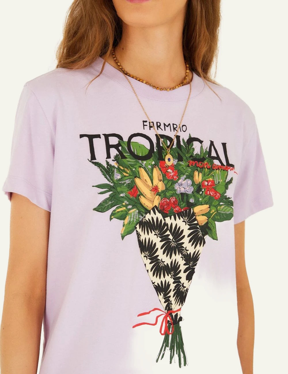 Farm Rio fit t-shirt pink detail view