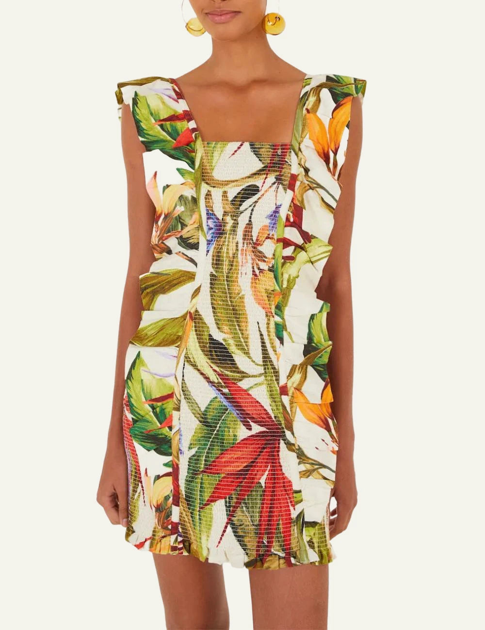 FARM RIO HORT SLEEVE MINI DRESS FLORART SAND – Simple Caracters