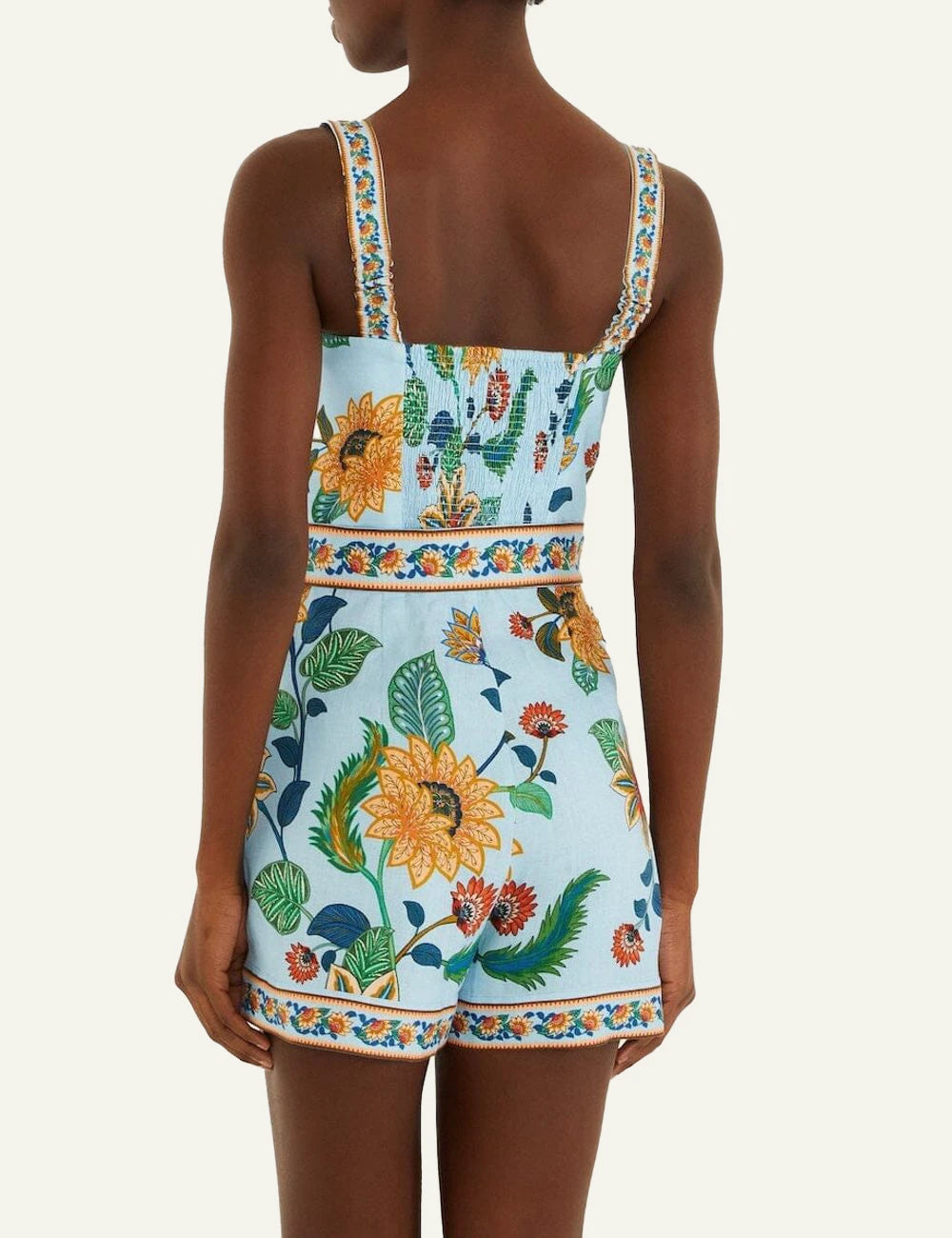 Farm Rio jumpsuit printed wide leg back view