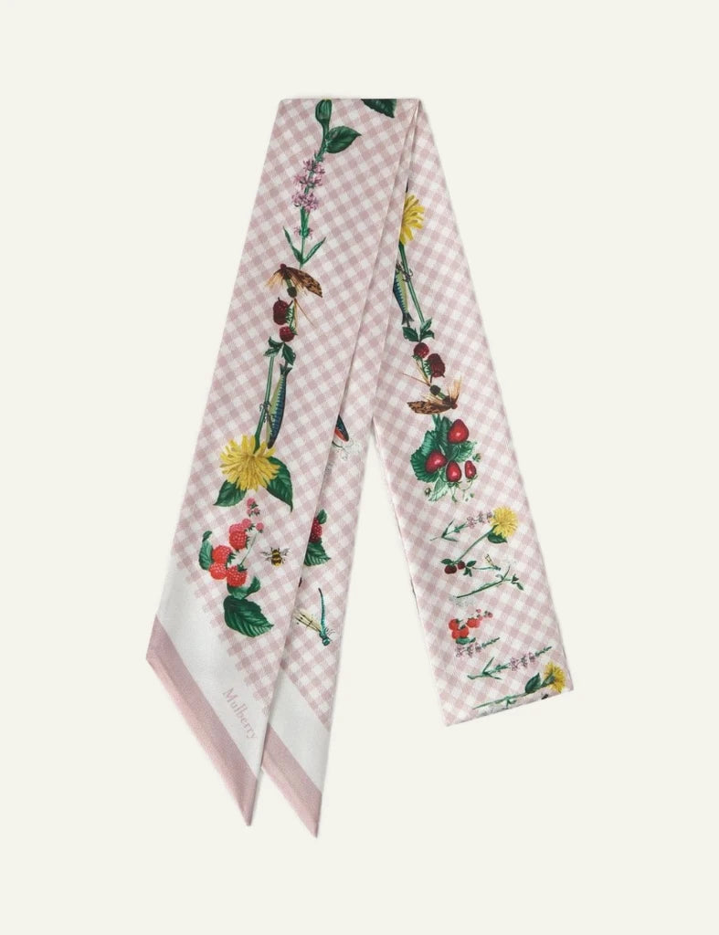 skinny scarf pink floral print multiwear detail full view