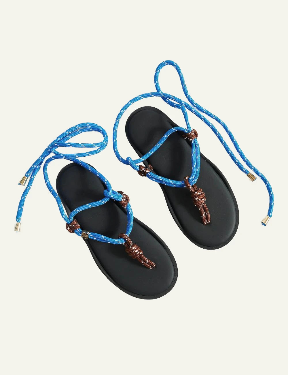 Flowze Flo sandals blue rope straps black sole top view