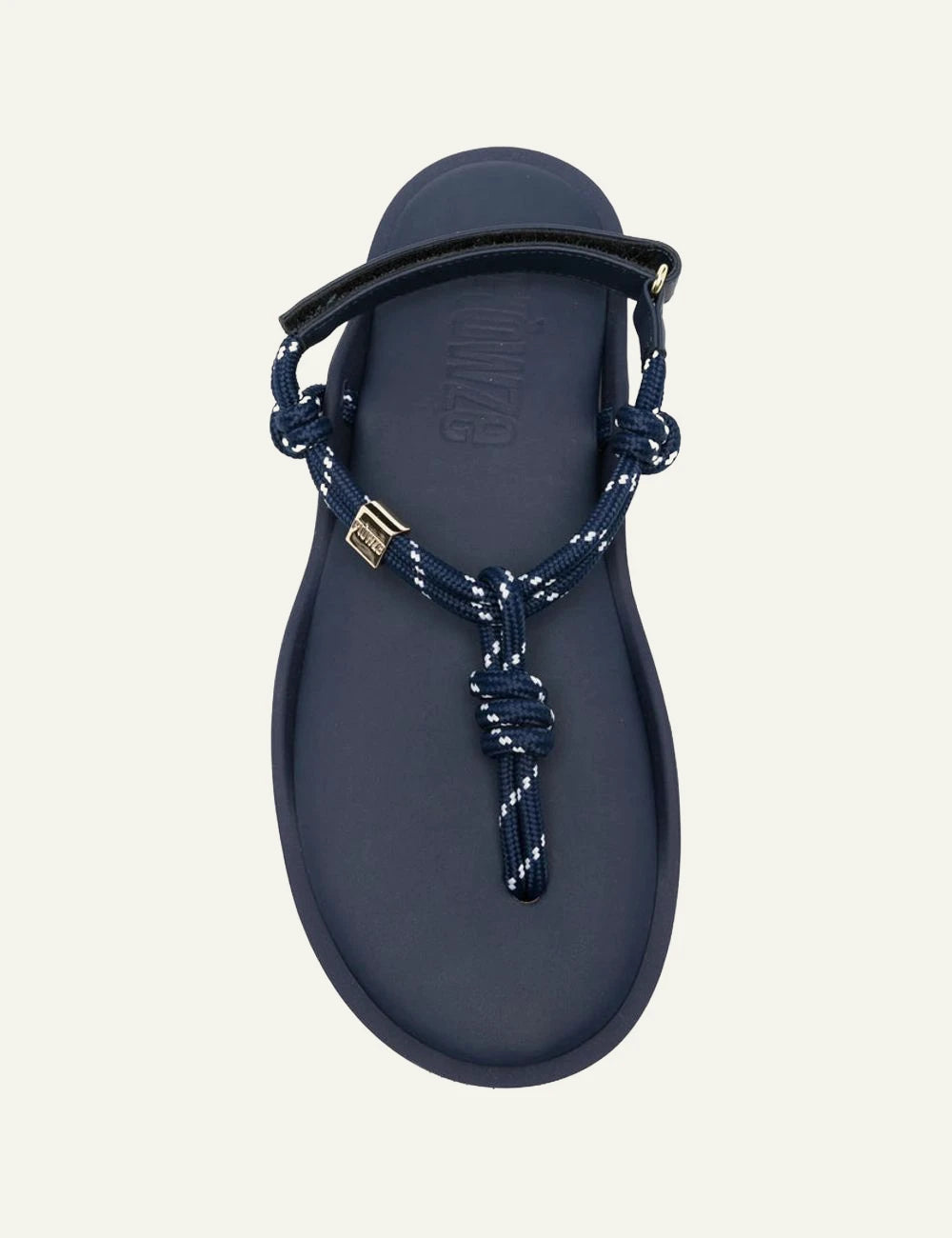 Flowze Flo sandals navy rope straps leather sole top view