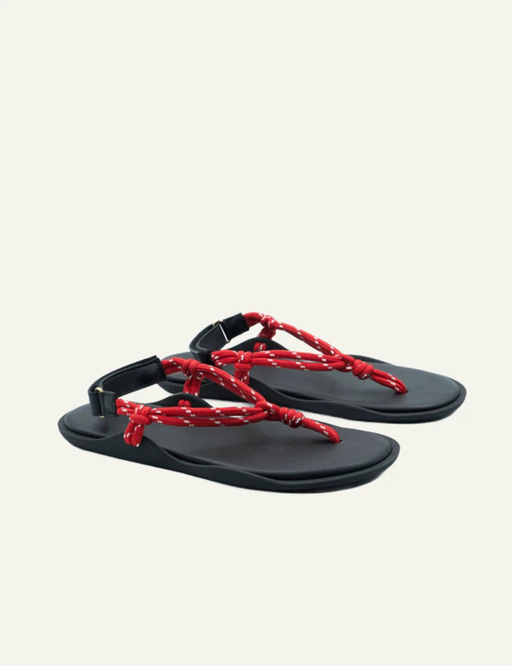 Flowze Flo sandals red rope straps black sole back view