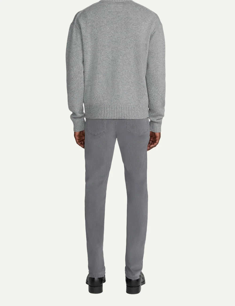 FRAME men's grey stretch twill straight-leg pants back