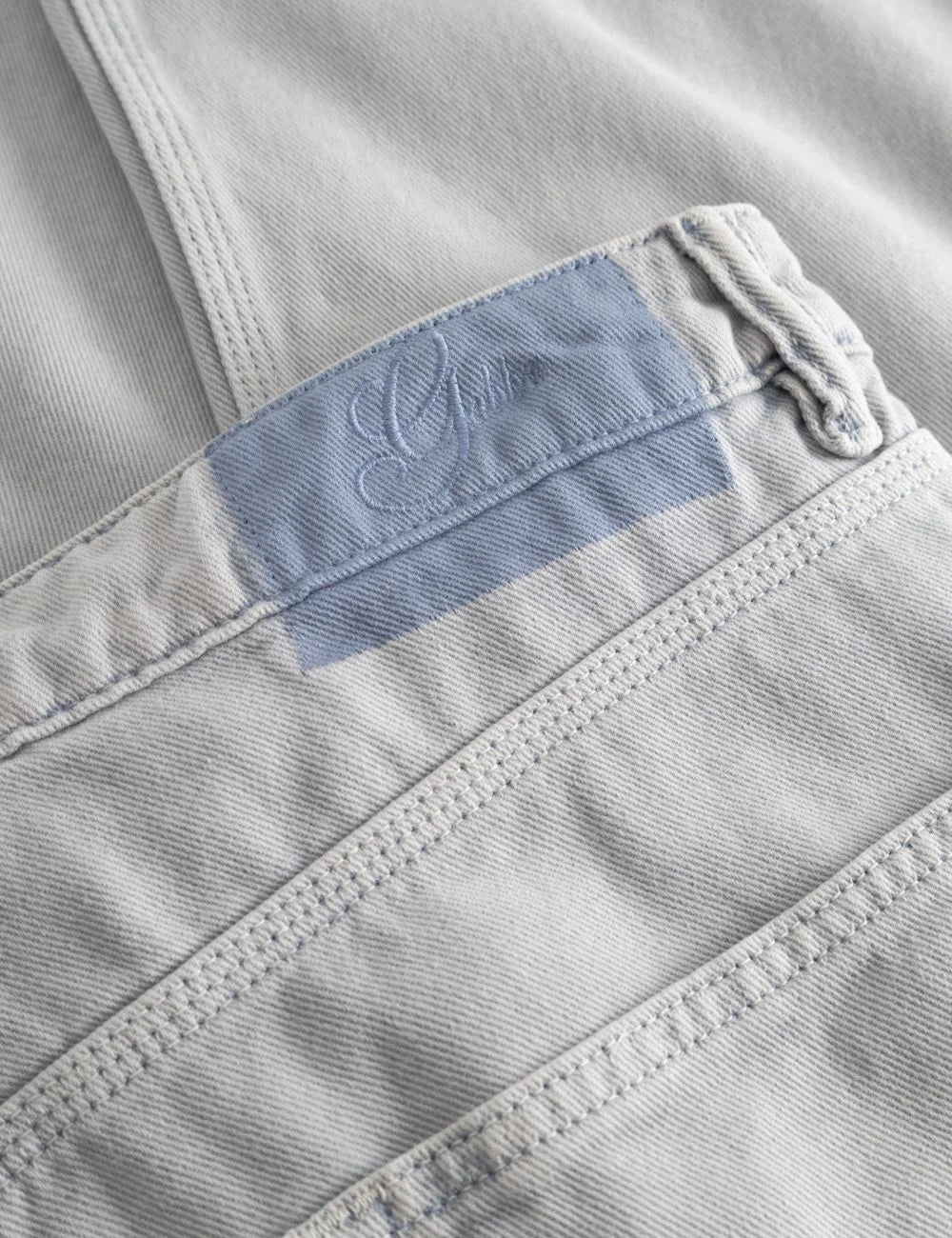 Gabba jeans light grey relaxed tapered fit rigid twill back detail view