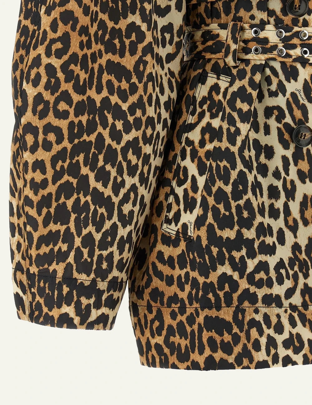 GANNI leopard belted coat side pocket view