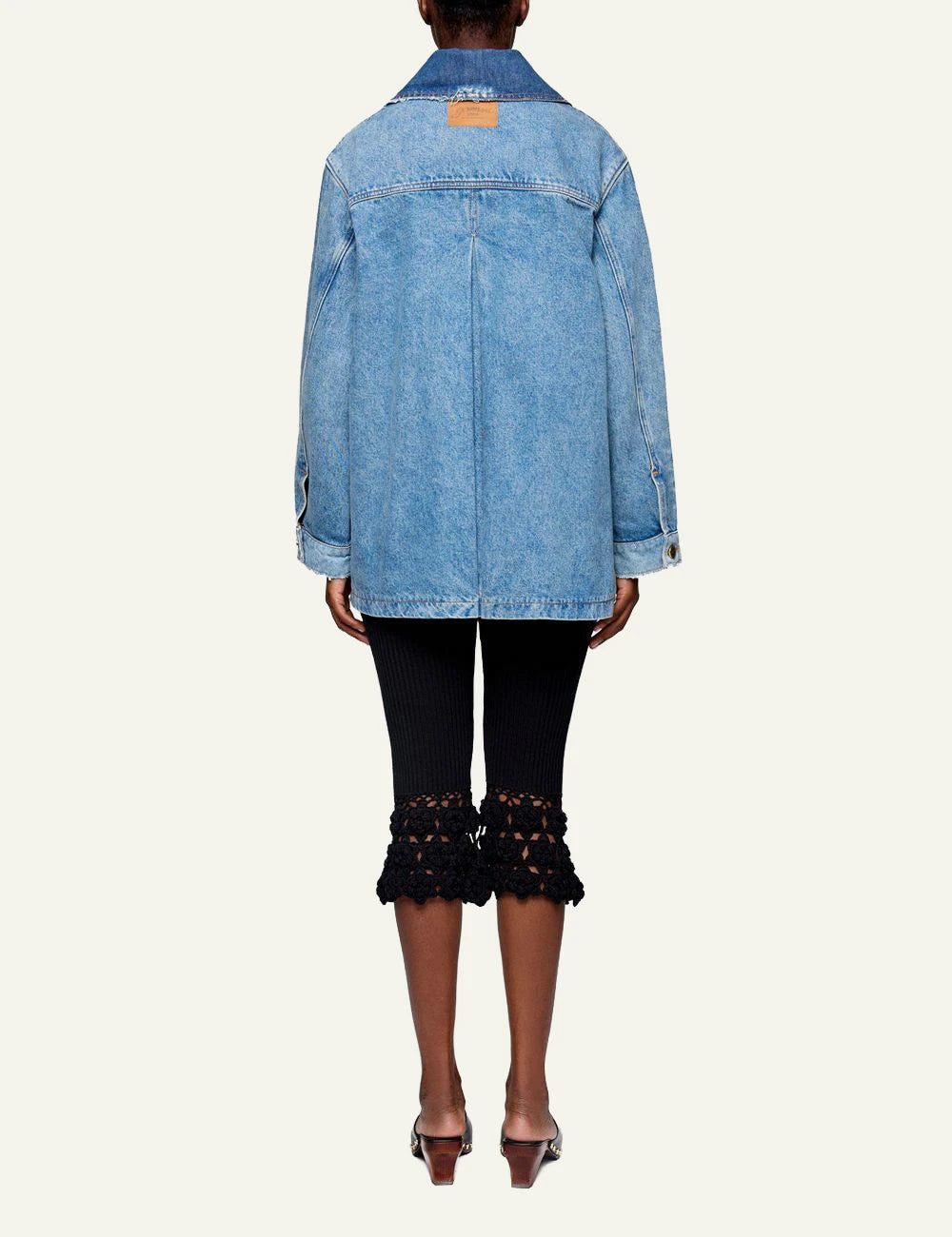 Ganni oversized denim jacket with patch pockets back view