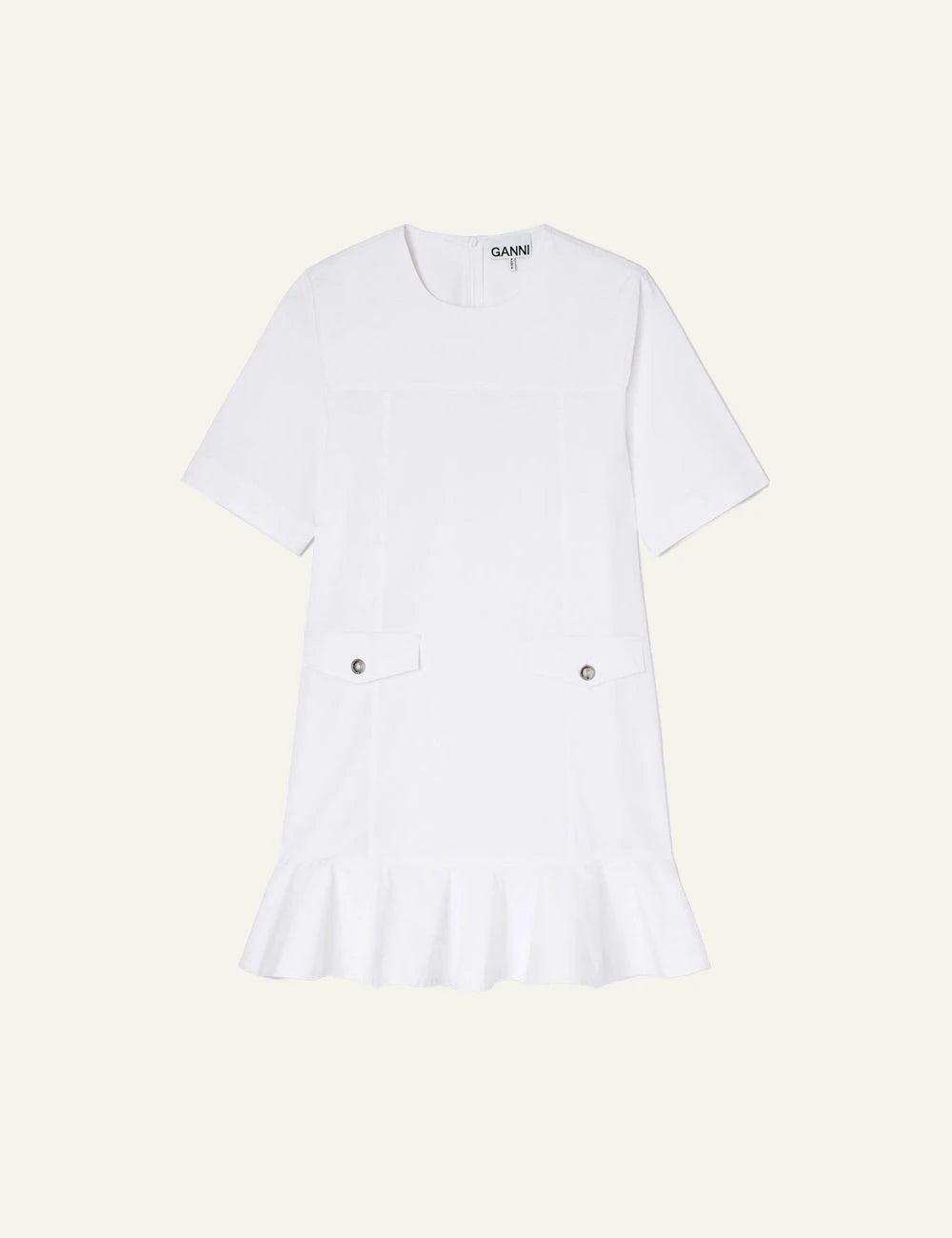GANNI MINI DRESS W FRILL BRIGHT WHITE – Simple Caracters