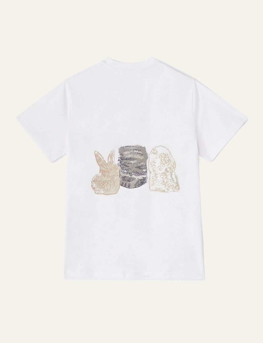 GANNI white t-shirt graphic animals print back view