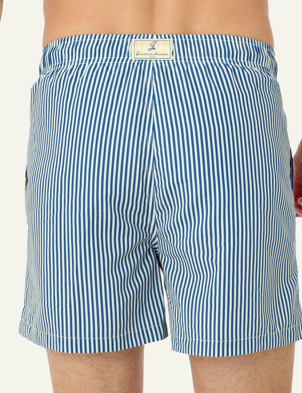 Gassa dAmante Tropea blue striped swim shorts back