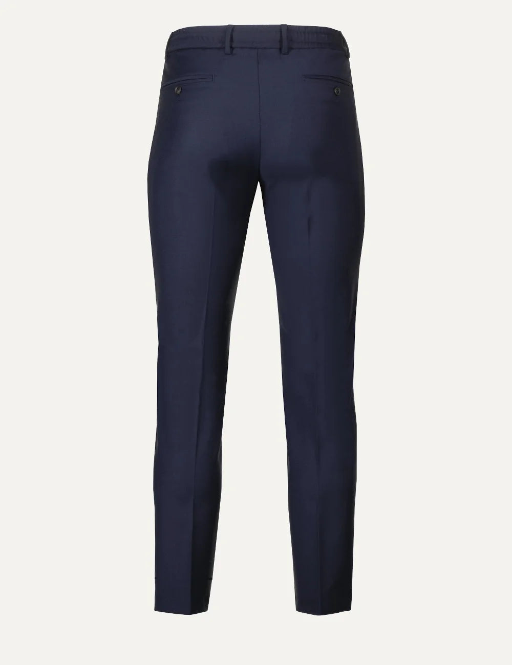 Gran Sasso men navy blue pleated drawstring trousers with tailored fit and pressed front creases back