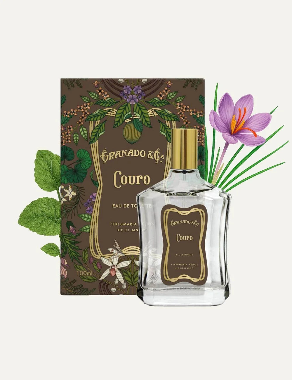 Granado Couro eau de toilette bottle brown label detail view