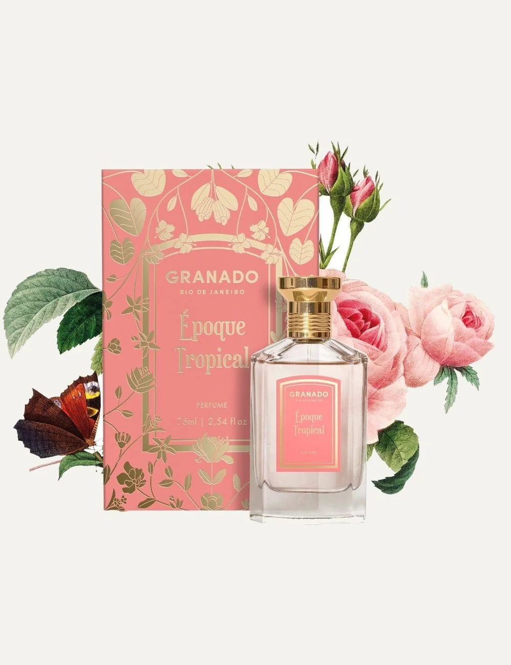 Granado Epoque Tropical perfume bottle coral label box view