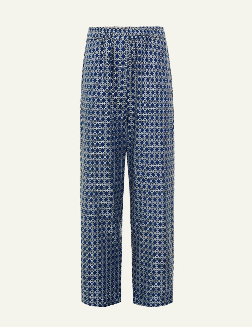 Greek Archaic Kori cross pants navy gold wide leg front