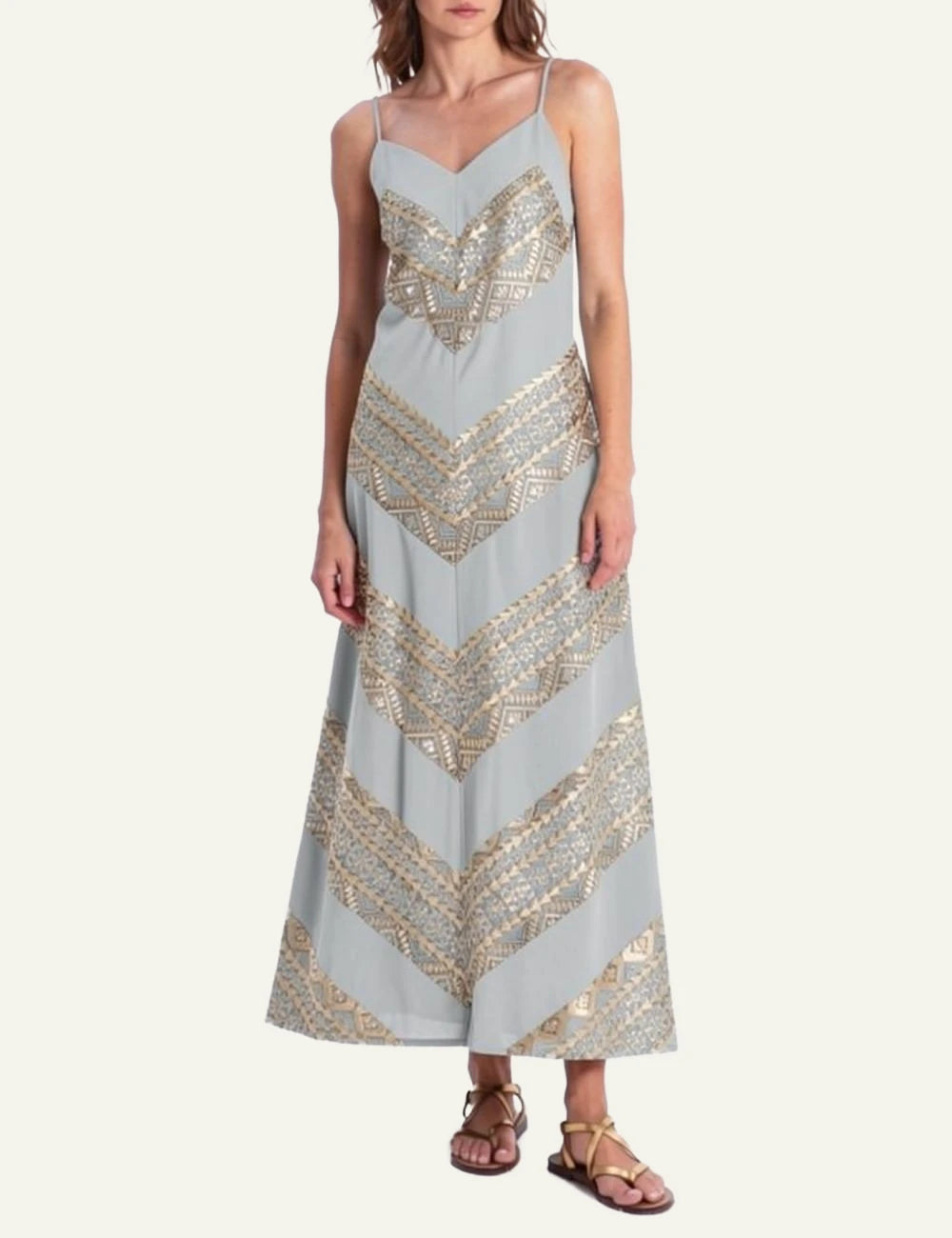 GREEK ARCHAIC KORI DRESS MAXI STONE/GOLD Simple Caracters GREEK ARCHAIC KORI DRESS MAXI STONE/GOLD Simple Caracters